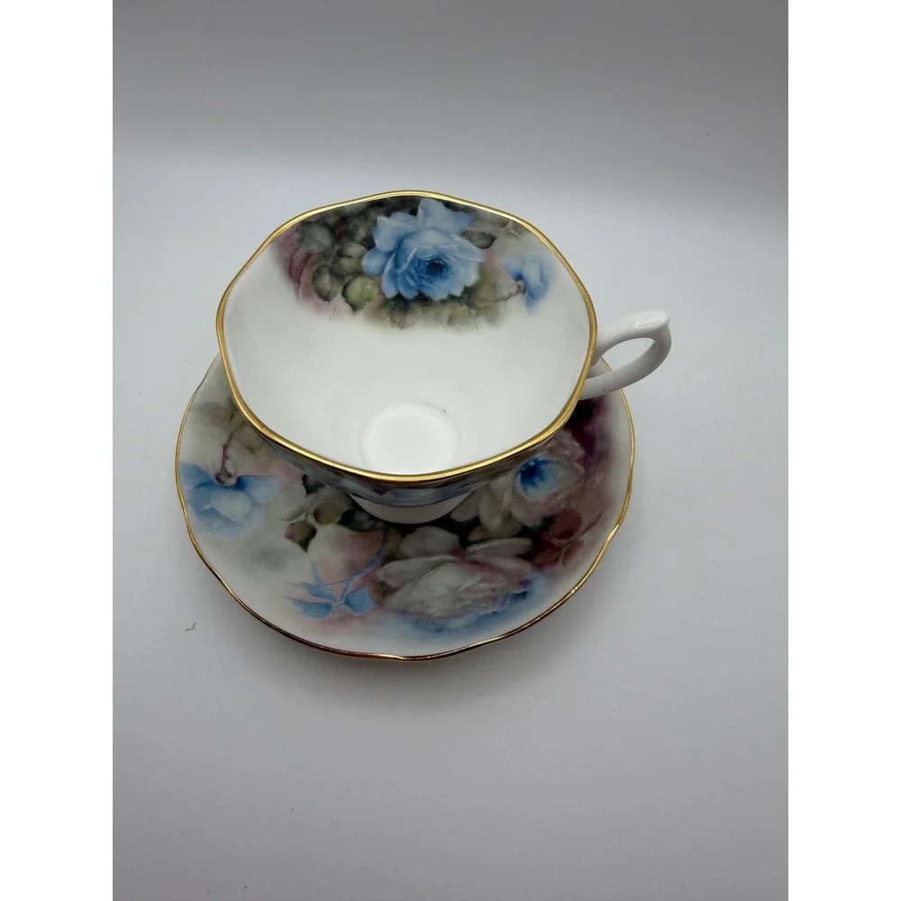 Vintage Royal Garden Rose Blossom Teacup & Saucer Set of 4 Staffordshire England